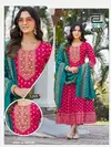 Riya Blue Hills Rayon Foil Printed Anarkali Online Gown With Dupatta